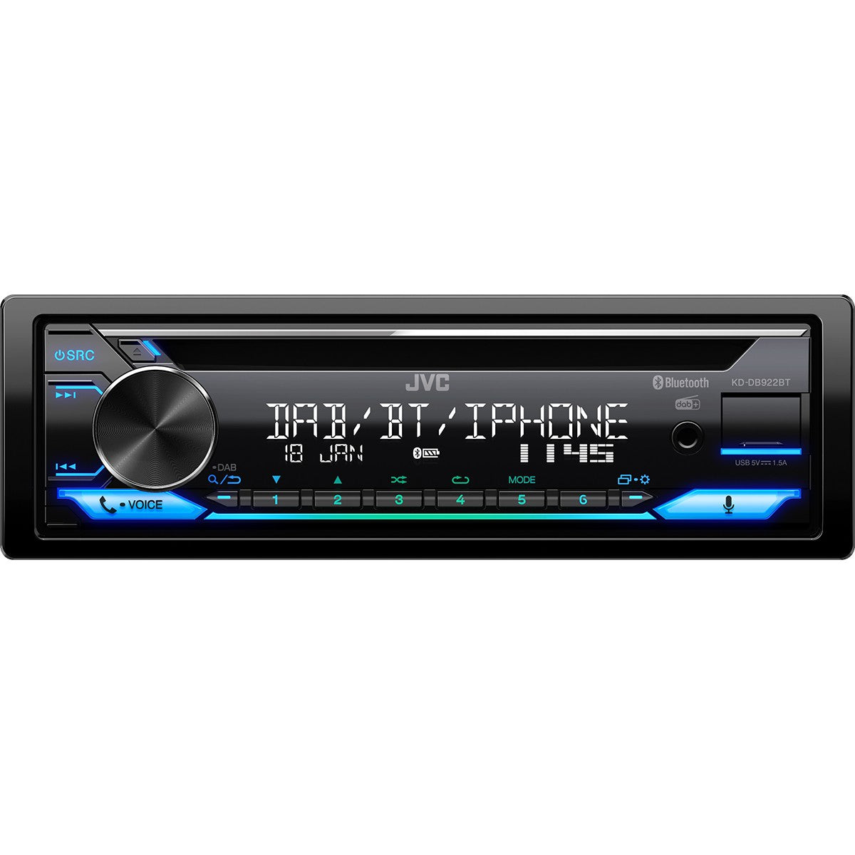 JVC KD-DB922BT. Crni. 1 DIN. 200 W. 7.1 kanala. 50 W. CD. CD-RW.