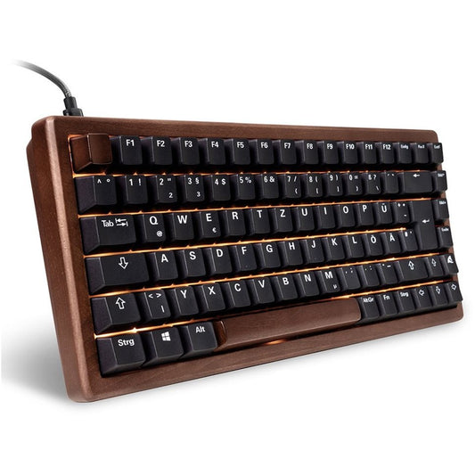Sharkoon 100068081. 75%. Žični. USB. QWERTZ. RGB LED. Crna. Drvena.