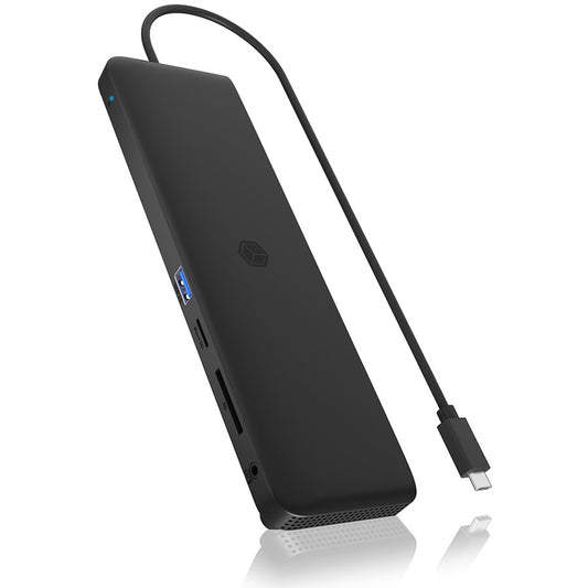 ICY BOX IB-DK2116-C. USB Type-C® priključna stanica za laptop sa trostrukim video izlazom. Priključivanje. USB 3.2 Gen 2 (3.1 Gen 2) Type-C. 100 W. 10, 100, 1000 Mbps. 10BASE-T. 100BASE-T. 1000BASE-T. Crna.