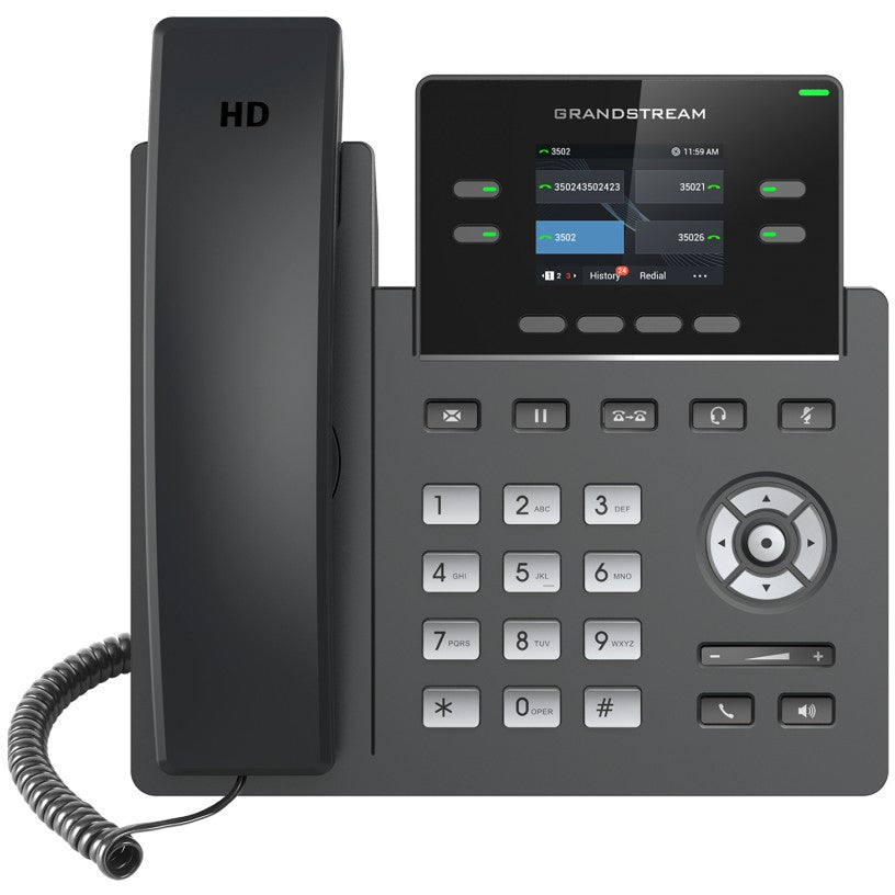 Grandstream Networks GRP2612P. IP telefon. Crni. Žični telefon. U opsegu. Izvan opsega. SIP informacije. Nadzornik. Korisnik. 2 linije.