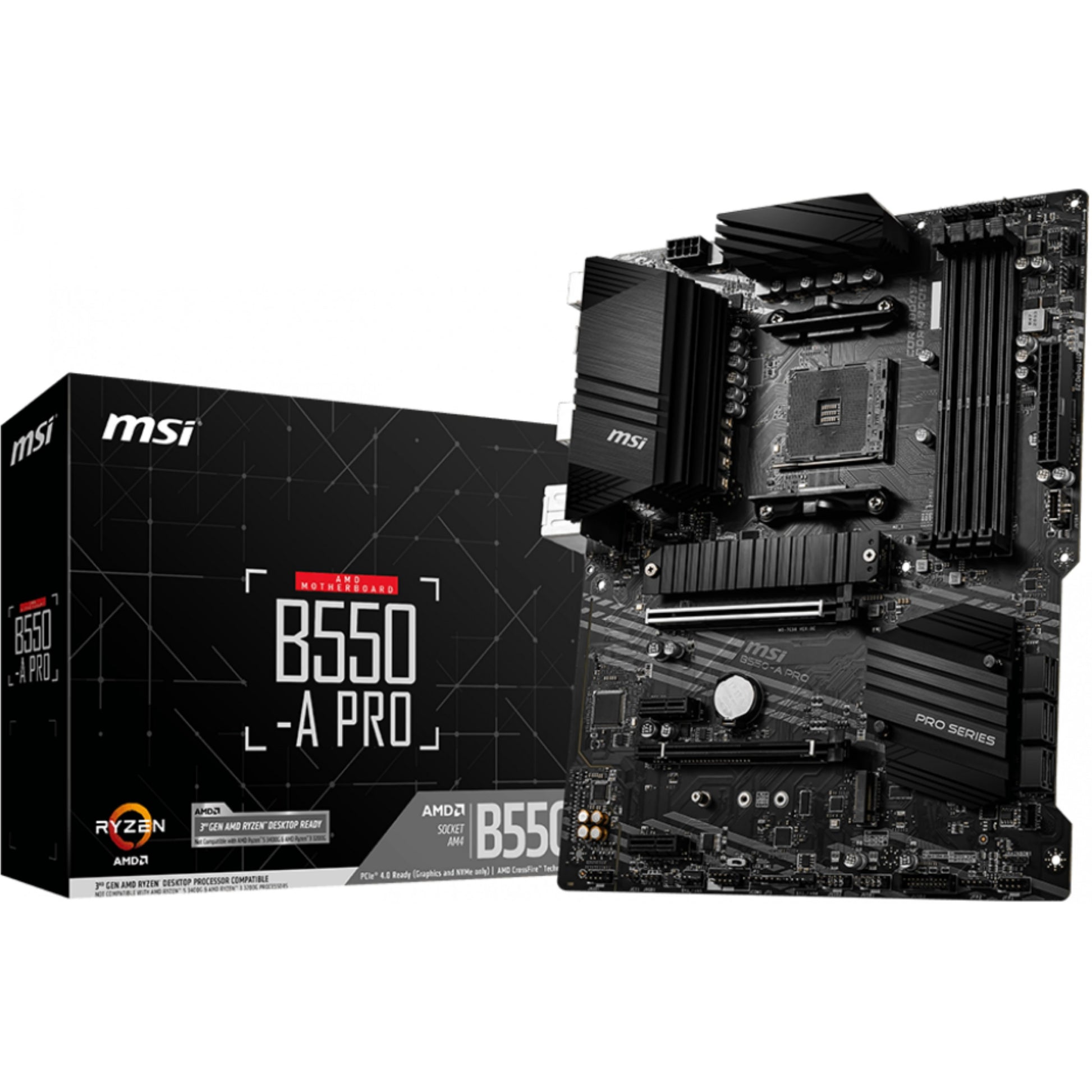 MSI B550-A PRO. AMD. Podnožje AM4. AMD Ryzen 3000 serija. DDR4 SDRAM. 128GB. DIMM