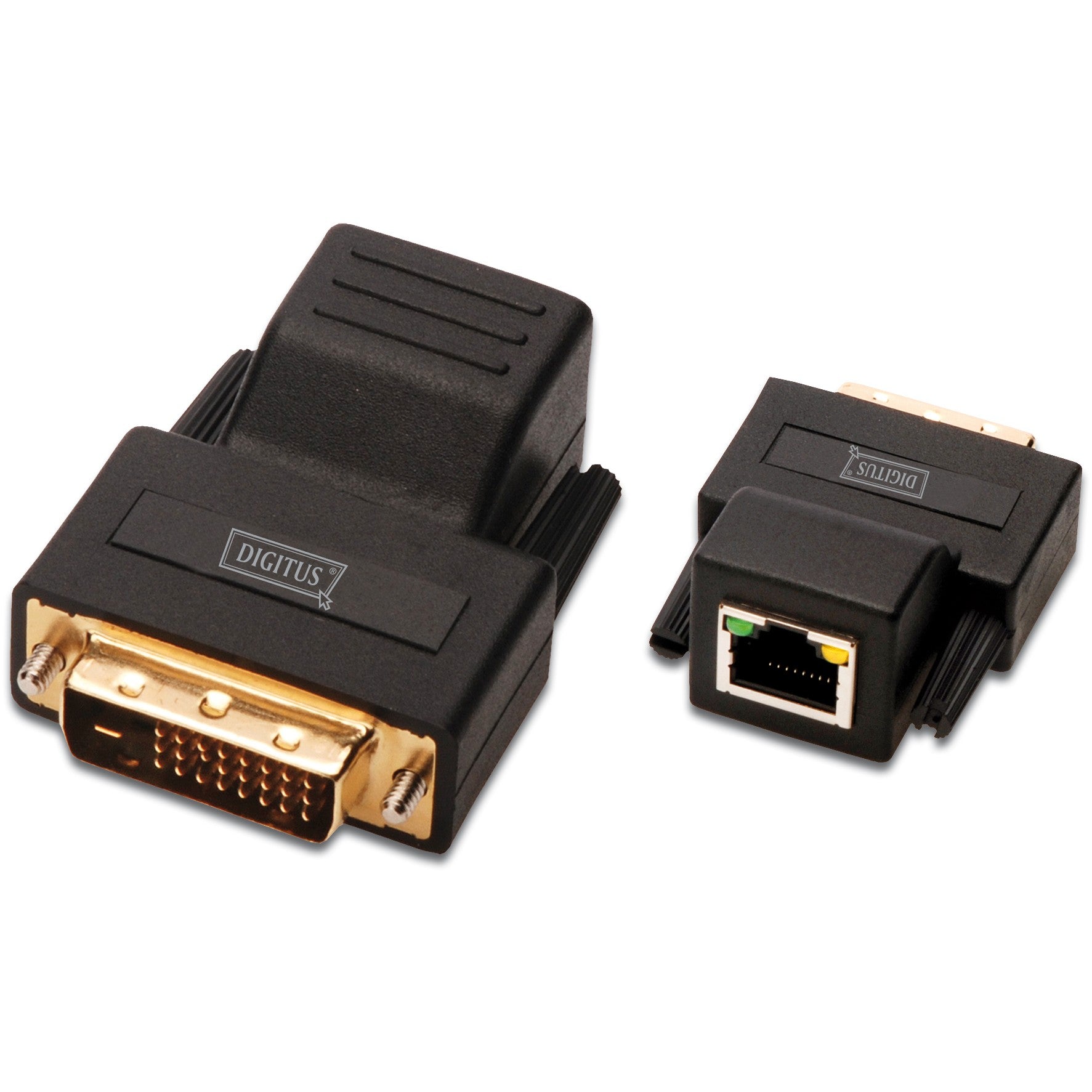 Digitus DVI produživač preko CAT5 / CAT6. RJ-45 ženski. DVI-D muški, crni