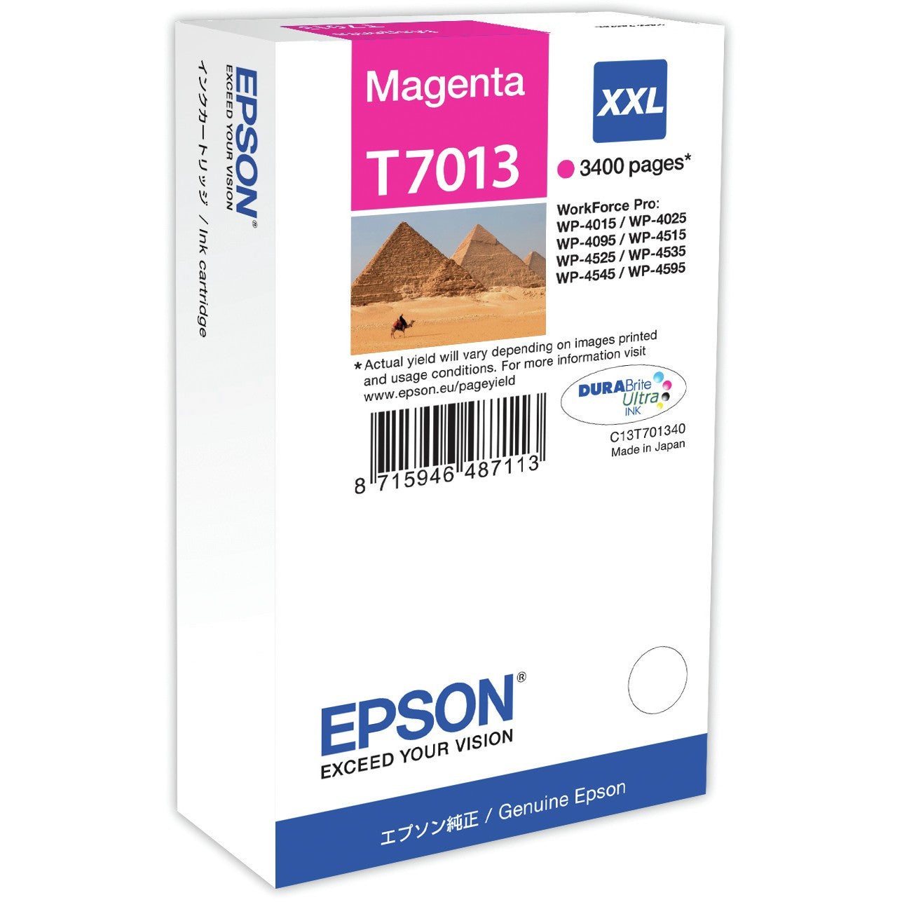 Epson XXL Magenta 3.4k kertridž s tintom. Magenta. Tinta na bazi pigmenta. 34,2 ml. 1 komad.