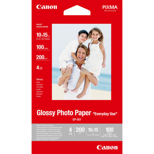 Canon GP-501 sjajni foto papir 10x15 cm - 100 listova. Sjajni. 210 g/m². 100 listova. 210 µm. 100 mm. 150 mm