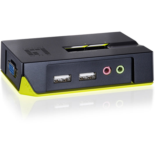 LevelOne 2-portni USB KVM prekidač sa zvukom. 2048 x 1536 piksela. Crna. Zelena.