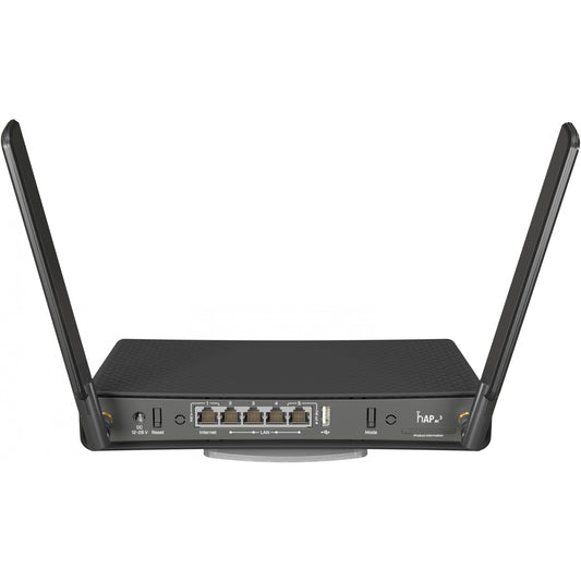 Mikrotik hAP ac³. Wi-Fi 5 (802.11ac). Dvofrekventni opseg (2.4 GHz/5 GHz). Ethernet/LAN. Crni. Stolni ruter
