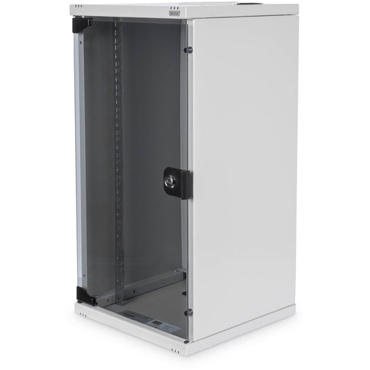 Digitus zidno kućište 254 mm (10") - 312 x 300 mm (Š x D). Zidna polica. 12U. 30 kg. Može se zaključati. Siva.