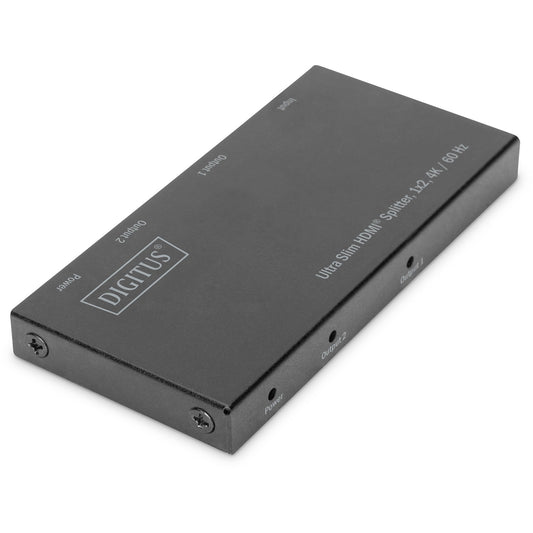 Digitus Ultra Slim HDMI® razdjelnik. 1x2. 4K / 60 Hz. HDMI. HDMI. 4096 x 2160 piksela. Crni. Metalni. 4K Ultra HD