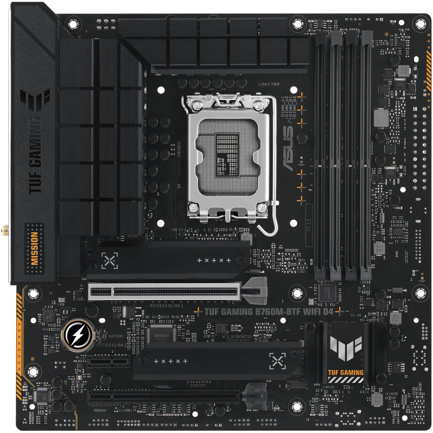 ASUS TUF GAMING B760M-BTF WIFI D4. Intel. LGA 1700. Intel® Celeron®. Intel® Core™ i3. Intel® Core™ i5. Intel® Core™ i7. Intel® Core™ i9..... LGA 1700. DDR4 SDRAM. 128 GB