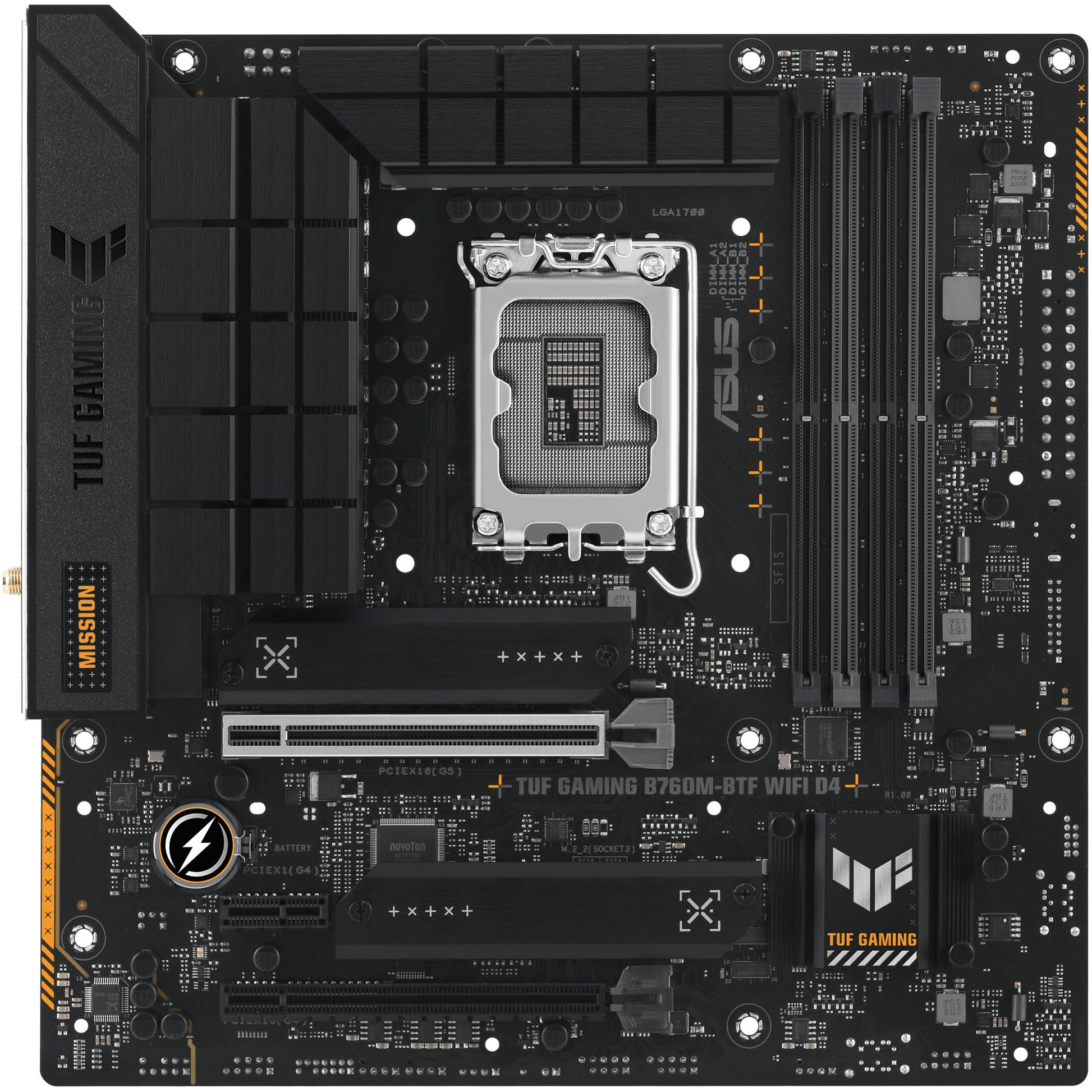 ASUS TUF GAMING B760M-BTF WIFI D4. Intel. LGA 1700. Intel® Celeron®. Intel® Core™ i3. Intel® Core™ i5. Intel® Core™ i7. Intel® Core™ i9..... LGA 1700. DDR4 SDRAM. 128 GB