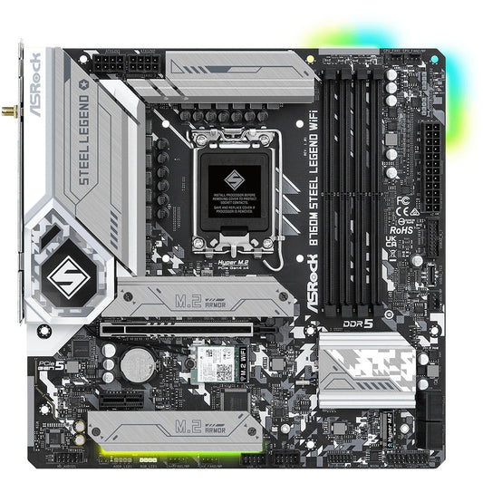Asrock B760M Steel Legend WiFi. Intel. LGA 1700. Intel® Core™ i5. Intel® Core™ i7. Intel® Core™ i9. DDR5 SDRAM. 128 GB. DIMM