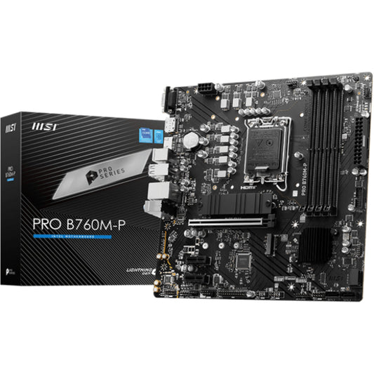 MSI PRO B760M-P. Intel. LGA 1700. Intel® Celeron®. Intel® Pentium® Gold. LGA 1700. DDR5 SDRAM. 192GB