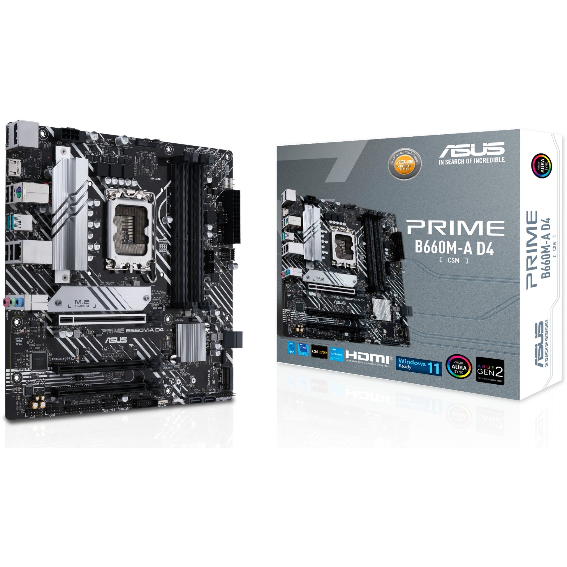 ASUS PRIME B660M-A D4-CSM. Intel. LGA 1700. Intel® Celeron®. Intel® Core™ i3. Intel® Core™ i5. Intel® Core™ i7. Intel® Core™ i9..... DDR4 SDRAM. 128 GB. DIMM
