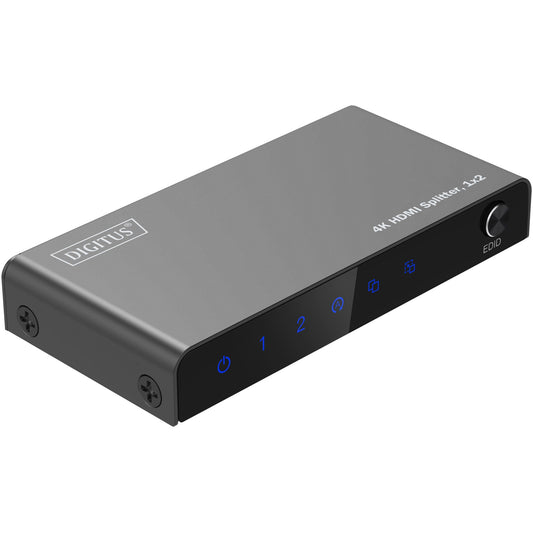 Digitus 4K HDMI razdjelnik. 1x2. HDMI. 2xHDMI. 3840x2160 piksela. Siva. Metal. 4K DCI