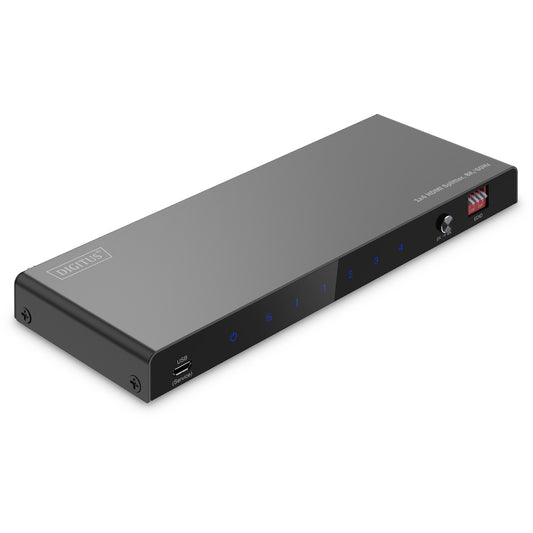 Digitus 8K HDMI razdjelnik. 1x4. HDMI. 4xHDMI. 7680 x 4320 piksela. Crni. Metalni. 8K Ultra HD