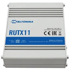 Teltonika RUTX11. Wi-Fi 5 (802.11ac). Dvofrekventni opseg (2.4 GHz/5 GHz). Ethernet/LAN. 3G. 4G. Siva.