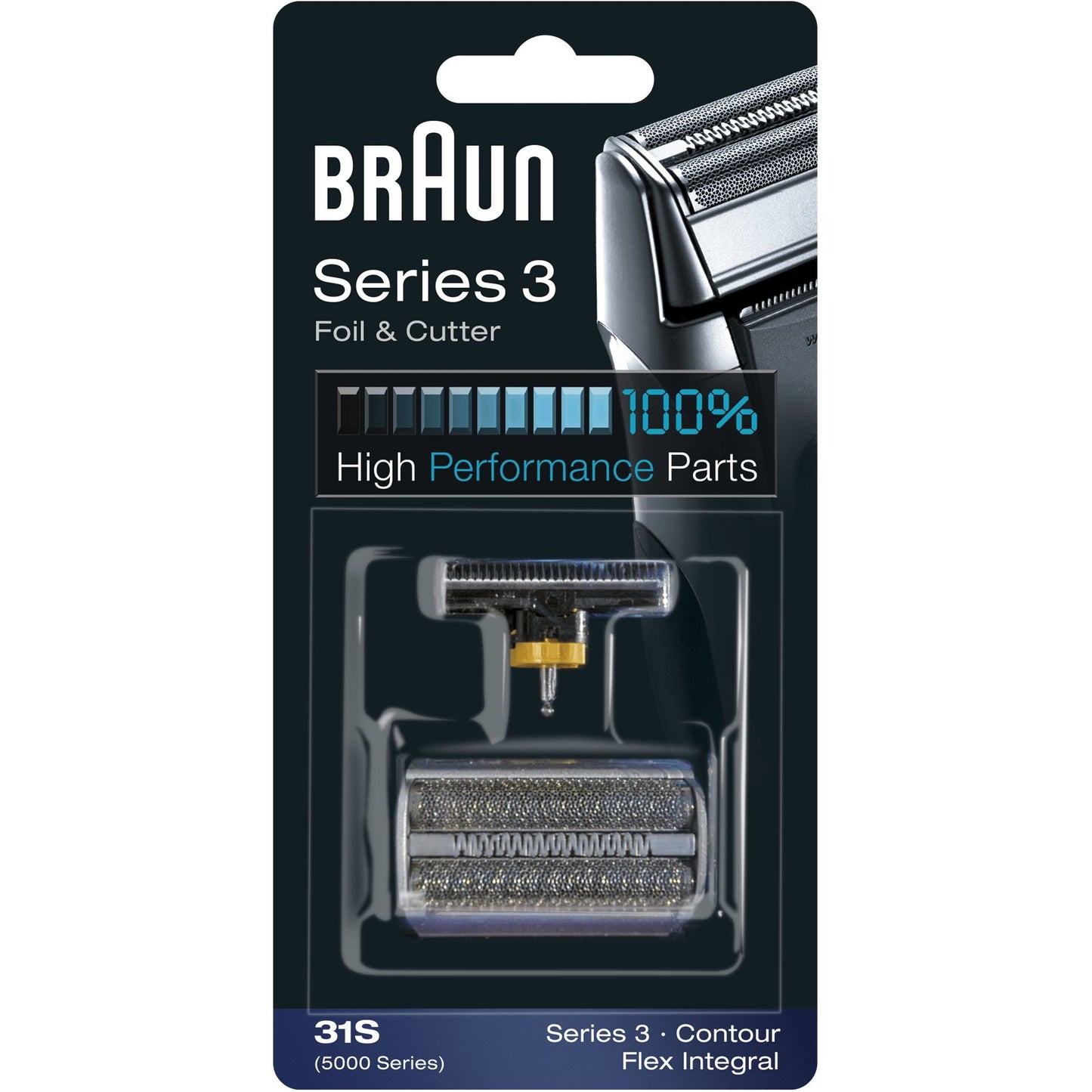 Braun Series 3 31S. Glava za brijanje. 1 glava. Crna. Plastika. Metal. Braun. Odgovara za brijače od 390cc, 370cc, 5895 i 5875.