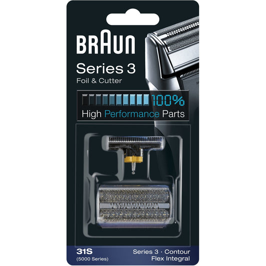 Braun Series 3 31S. Glava za brijanje. 1 glava. Crna. Plastika. Metal. Braun. Odgovara za brijače od 390cc, 370cc, 5895 i 5875.