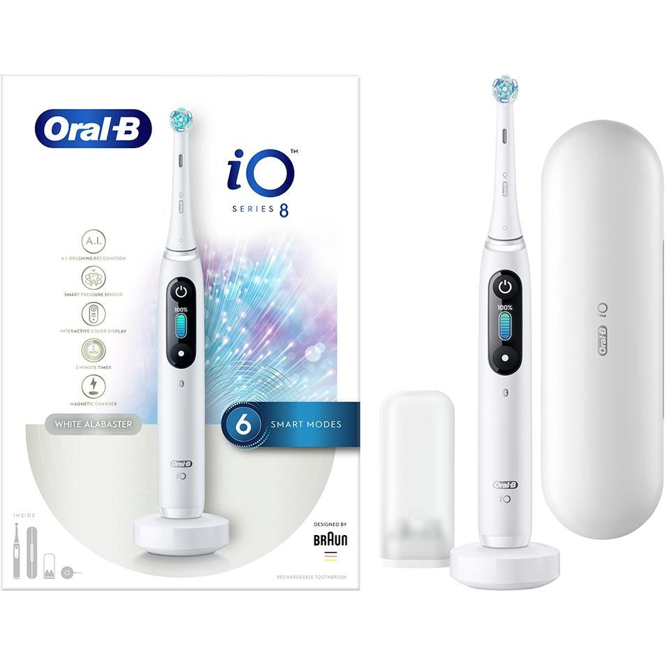 Oral-B iO 4210201363064. Za odrasle. Rotirajuća četkica za zube. Dnevna njega. Dubinsko čišćenje. Njega desni. Osjetljive. Izbjeljivanje. Bijela. Okrugla.