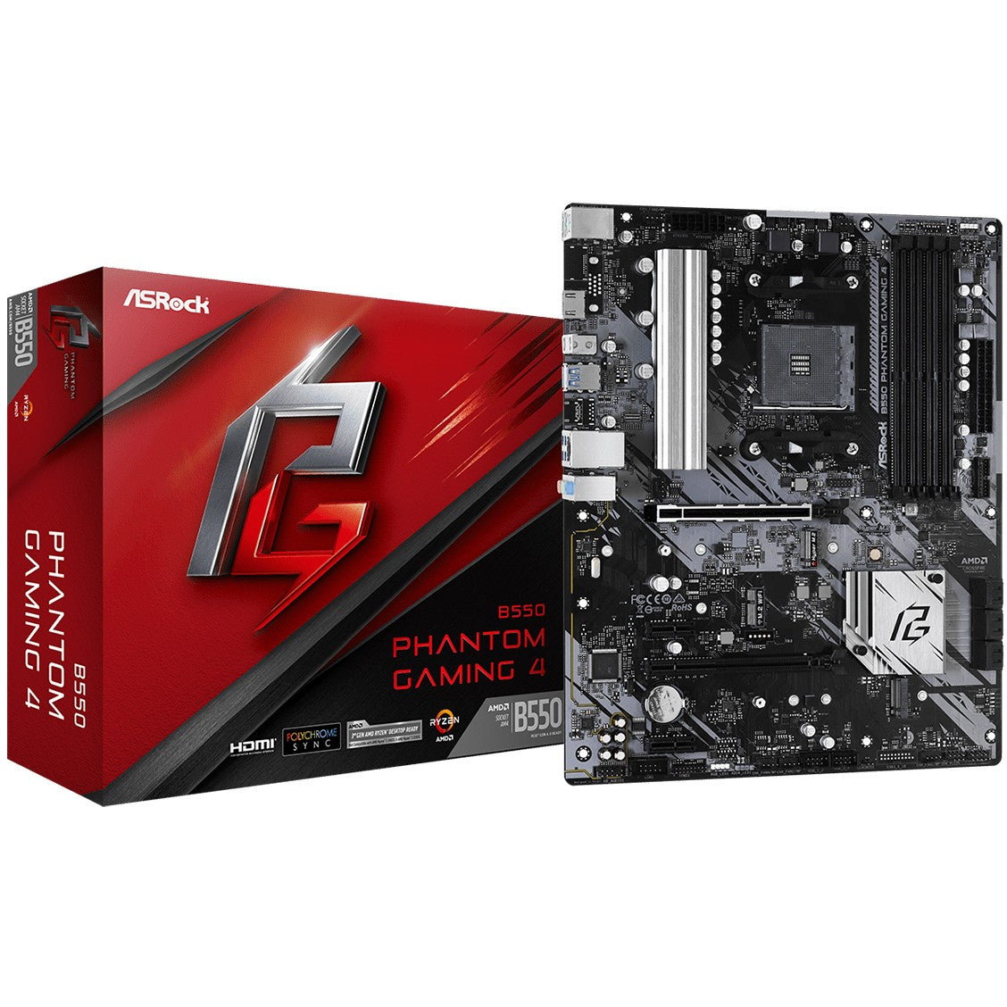 Asrock B550 Phantom Gaming 4. AMD. Podnožje AM4. AMD Ryzen 3000 serija. DDR4 SDRAM. 128GB. DIMM
