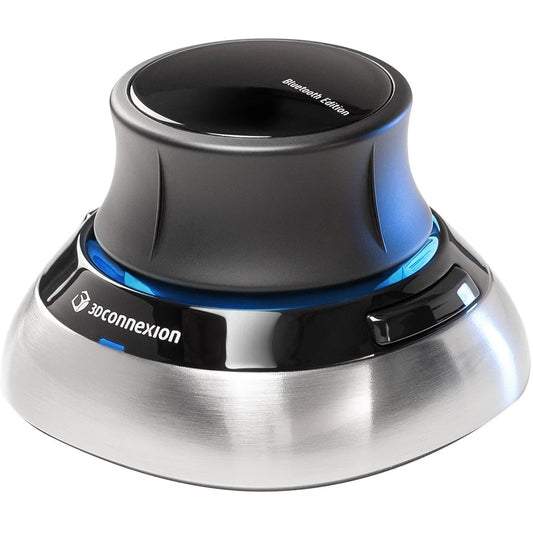 3Dconnexion SpaceMouse. 6DoF. RF bežični + Bluetooth + USB Tip-A. Crna. Plava. Srebrni.