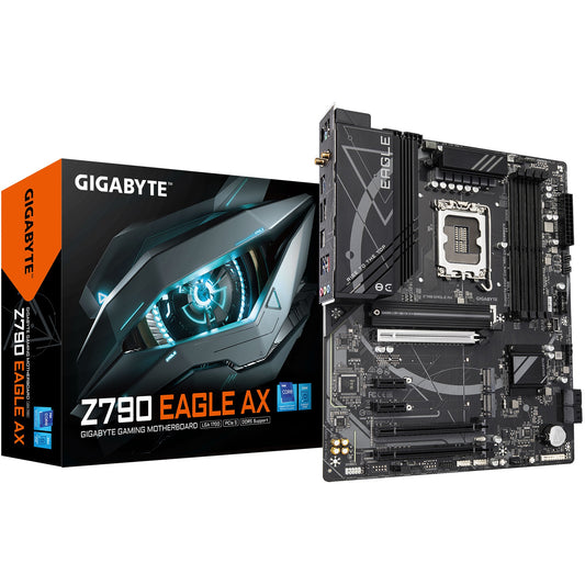 GIGABYTE Z790 EAGLE AX matična ploča - Podržava Intel Core procesore 14. generacije. 12+1+1 faze digitalnog VRM-a. do 7600MHz DDR5 (OC). 3xPCIe 4.0 M.2. Wi-Fi 6E. 2.5GbE LAN. USB 3.2 Gen 2. Intel. LGA 1700. Intel® Celeron®. Intel® Core™ i3. Intel® Core™ i5. Intel® Core™ i7. Intel® Core™ i9..... LGA 1700. 192 GB. DDR5 SDRAM