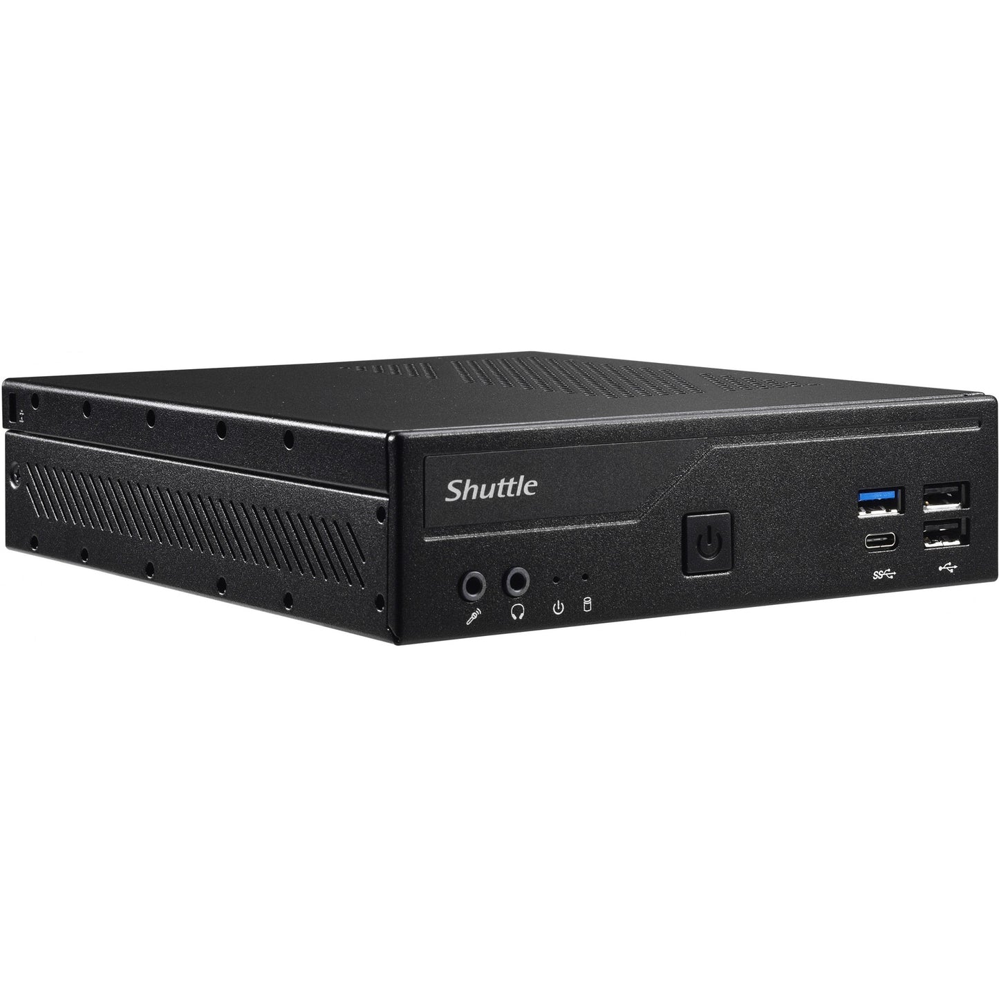 Shuttle Slim PC DH610. S1700. 1xHDMI. 2xDP. 1x 2.5" . 2x M.2. 2x LAN (Intel 1G + 2.5G). 2x COM. 24/7 kontinuirani rad. uklj. VESA. PC veličine 1.3L. Mini PC Barebone. LGA 1700. DDR4-SDRAM. M.2. SATA. Serial ATA II. Serial ATA III. 120 W