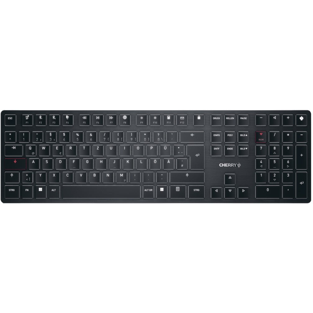CHERRY KW X ULP. Žični i bežični. USB + RF bežični + Bluetooth. Mehanička tastatura. QWERTZ tipka. LED. Crna.
