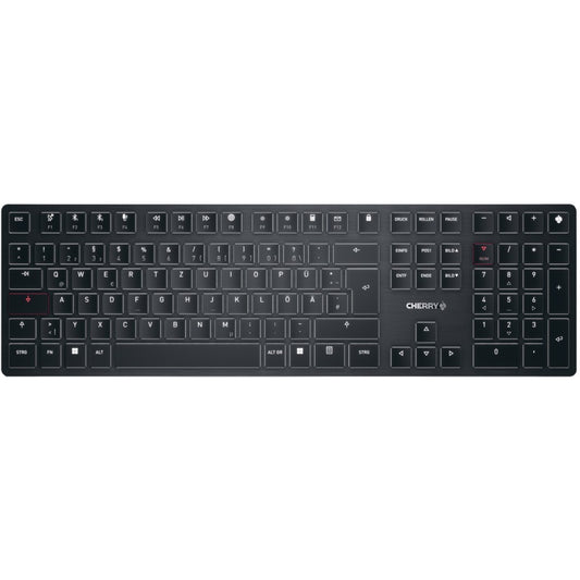 CHERRY KW X ULP. Žični i bežični. USB + RF bežični + Bluetooth. Mehanička tastatura. QWERTZ tipka. LED. Crna.