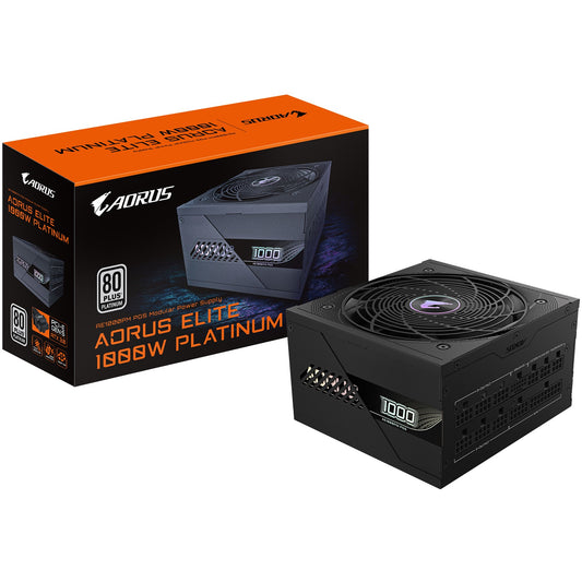 GIGABYTE AORUS ELITE P1000W ICE napajanje - PCIe 5.0. 80 PLUS Platinum. Potpuno modularni dizajn. 120 mm ventilator. ATX 3.0 kompatibilno. EU utikač. 1000W. 100-240V. 50/60Hz. 15-6.5A. Aktivno. 125W
