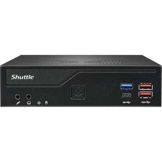 Shuttle Slim PC DH770. S1700. 2xHDMI. 2xDP. 2x 2.5G LAN. 2x COM. 8x USB. 1x 2.5". 2x M.2. 24/7 kontinuirani rad. uklj. VESA. Veliki PC od 1.35 l. Mini-PC Barebone. Intel H770. LGA 1700. DDR5-SDRAM. PCI Express. Serial ATA III
