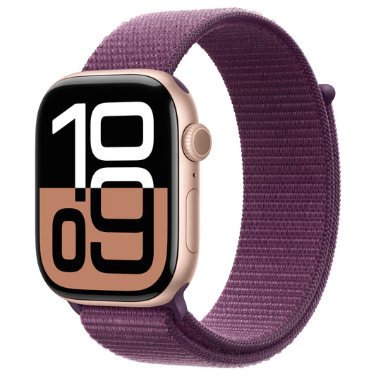 APPLE Watch Series 10 GPS + Cellular 46mm Rose Gold Aluminium Case with Plum Sport Loop