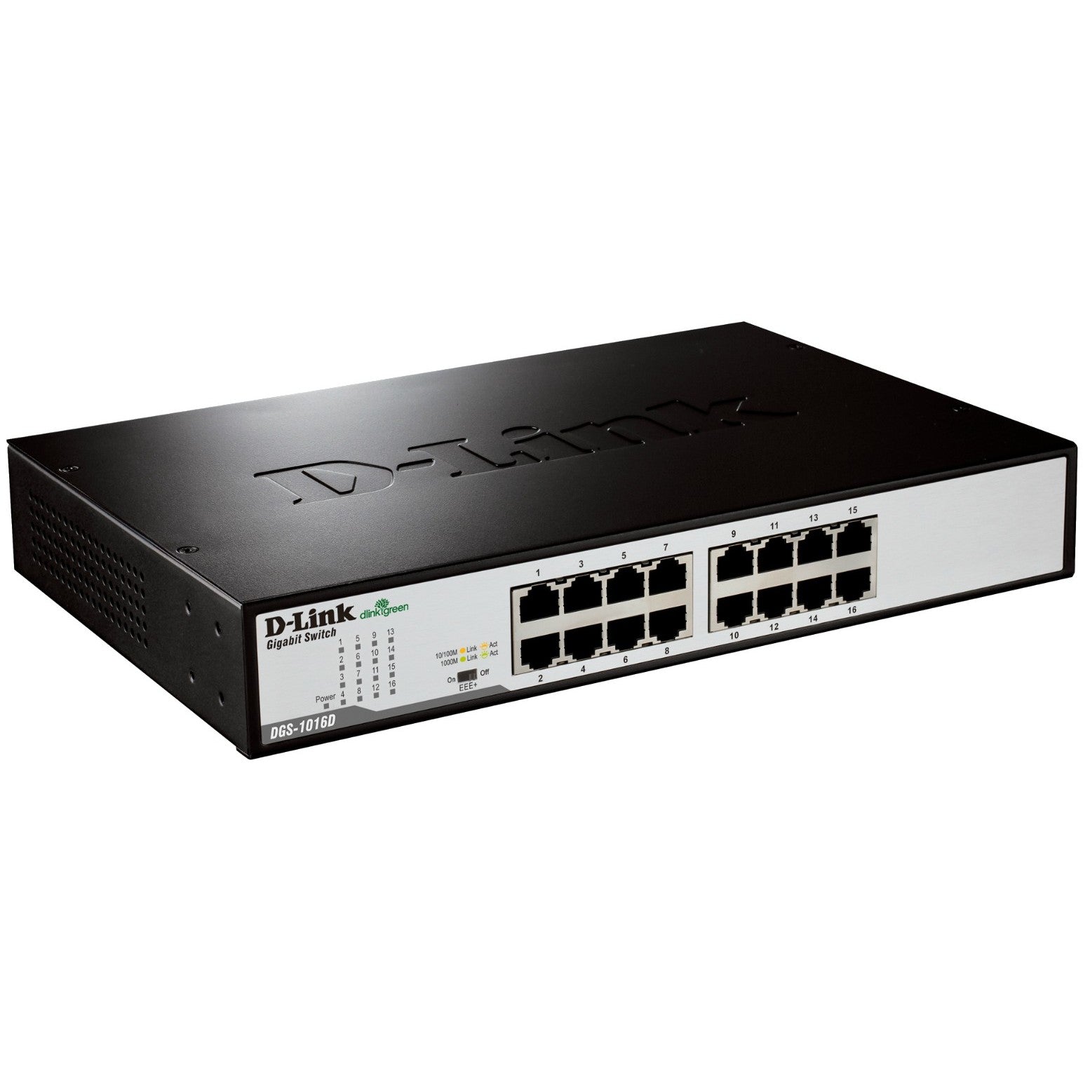D-Link DGS-1016D/E. Neupravljan. Potpuni dupleks. Montaža u rack.