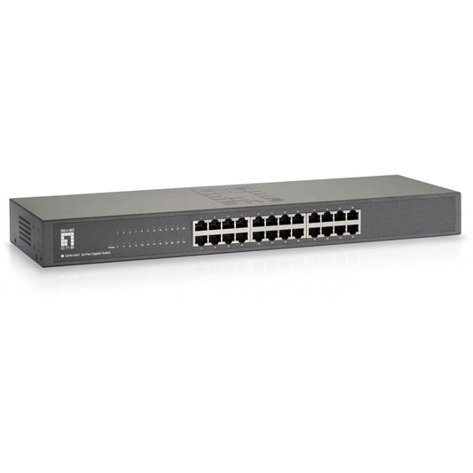 LevelOne 24-portni gigabitni prekidač. Neupravljan. Gigabit Ethernet (10/100/1000). Ugradnja u rack.