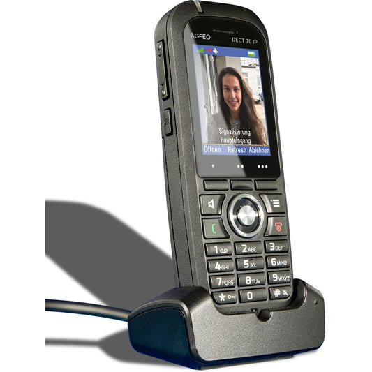 AGFEO DECT 70 IP. IP telefon. Crni. Bežični telefon. 250 unosa. TFT. 5,08 cm (2").