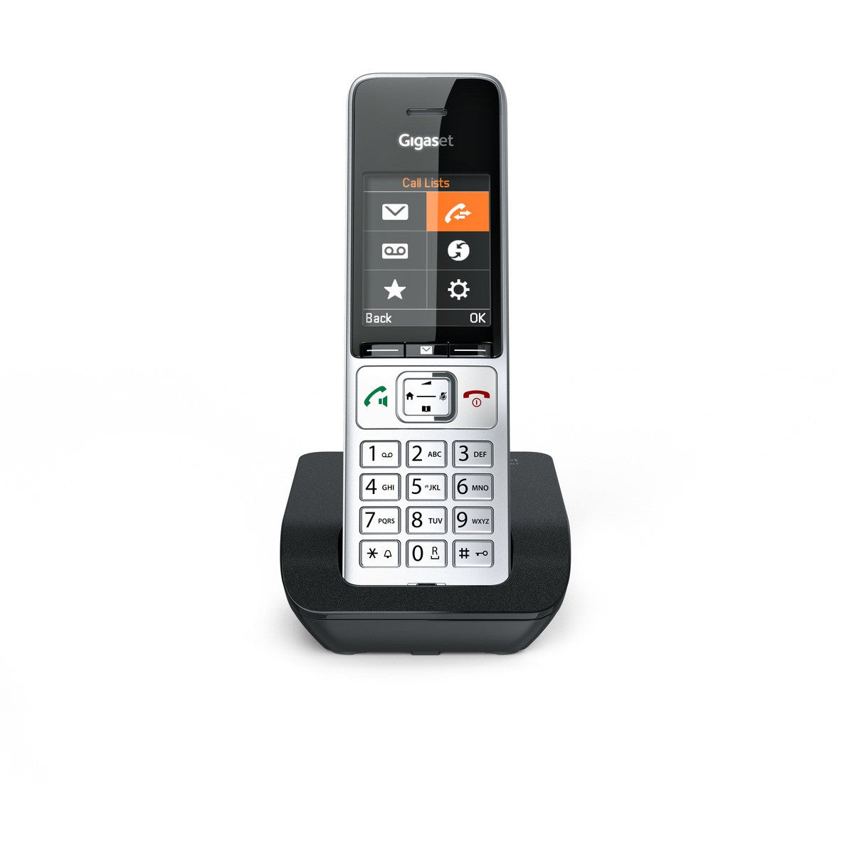 Gigaset COMFORT 500. DECT telefon. Bežični telefon. Funkcija hands-free. 200 unosa. Identifikacija pozivaoca. Crna. Srebrna.