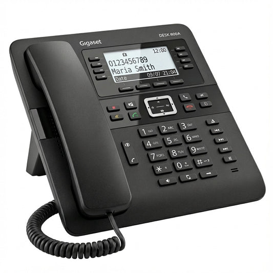 Gigaset DESK 800A. DECT telefon. Žični telefon. 200 unosa. Crna boja.