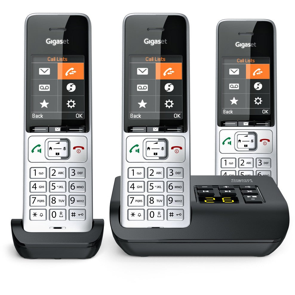 Gigaset COMFORT 500A Trio. Analogni/DECT telefon. Žični telefon. Hands-free funkcija. 200 unosa. Identifikacija pozivaoca. Crna. Srebrna.
