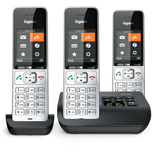 Gigaset COMFORT 500A Trio. Analogni/DECT telefon. Žični telefon. Hands-free funkcija. 200 unosa. Identifikacija pozivaoca. Crna. Srebrna.