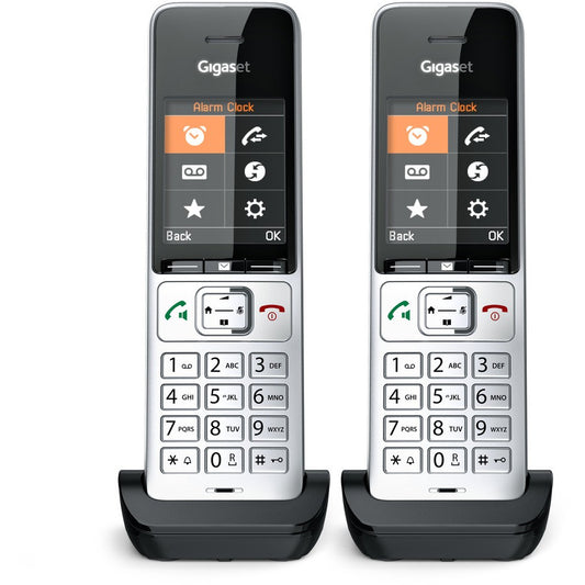 Gigaset COMFORT 500HX duo. Analogni/DECT telefon. Žični telefon. Hands-free funkcija. 200 unosa. Identifikacija pozivaoca. Crna. Srebrna.