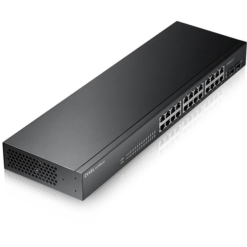 Zyxel GS-1900-24 v2. Upravljani. L2. Gigabit Ethernet (10/100/1000). Puni dupleks. Montaža u rack. 1U