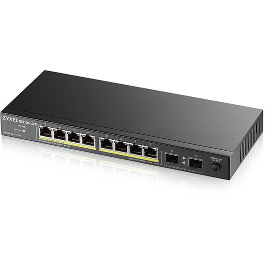 Zyxel GS1100-10HP v2. Neupravljan. Gigabit Ethernet (10/100/1000). Napajanje preko Etherneta (PoE). Montaža na zid.