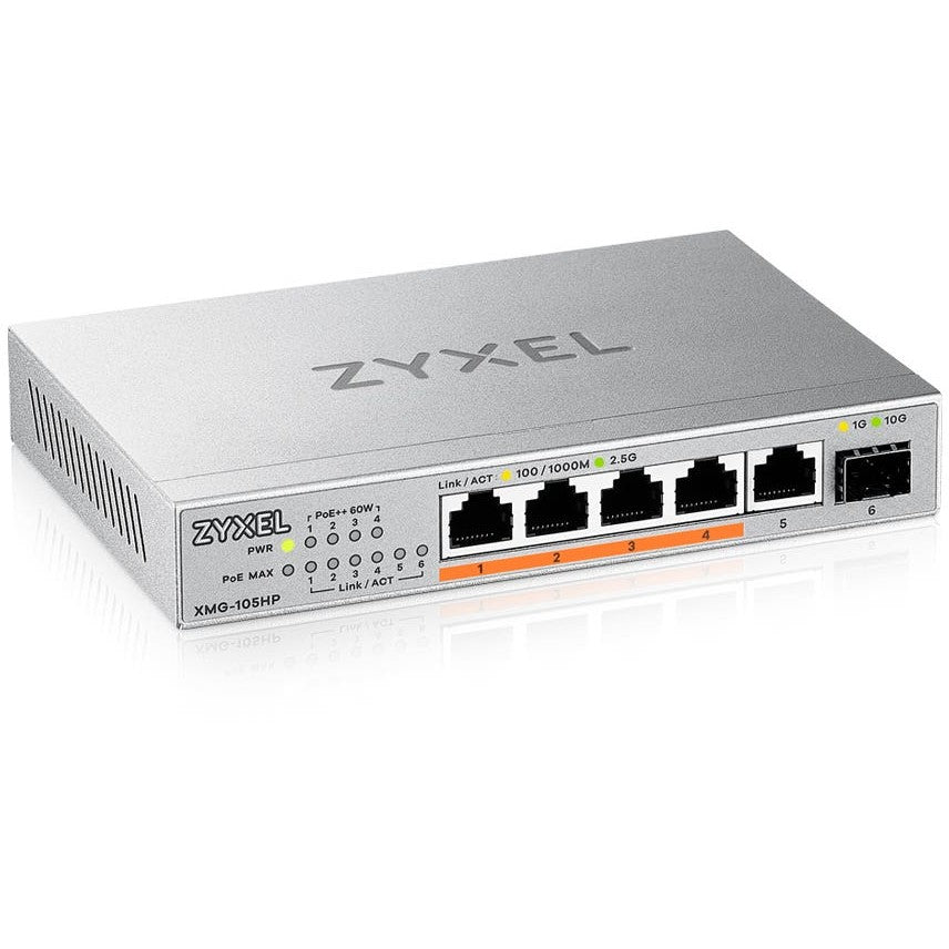 Zyxel XMG-105HP. Neupravljani. 2.5G Ethernet (100/1000/2500). Napajanje preko Etherneta (PoE).