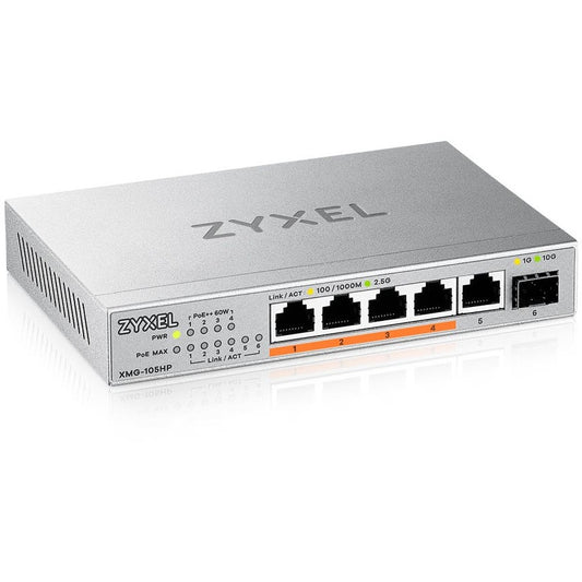 Zyxel XMG-105HP. Neupravljani. 2.5G Ethernet (100/1000/2500). Napajanje preko Etherneta (PoE).