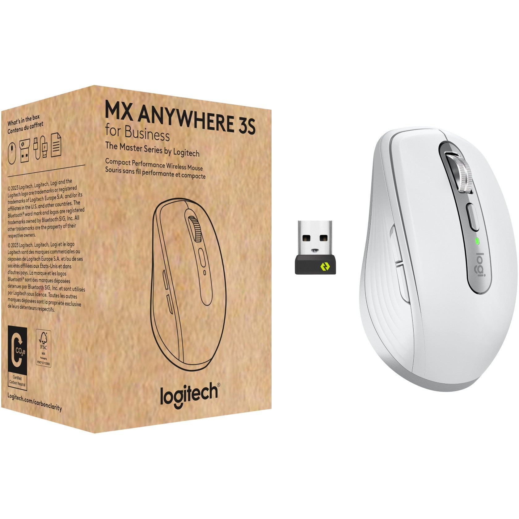 Logitech MX Anywhere 3S za poslovanje. Desna. Laserska. RF bežična + Bluetooth. 8000DPI. Bijela.