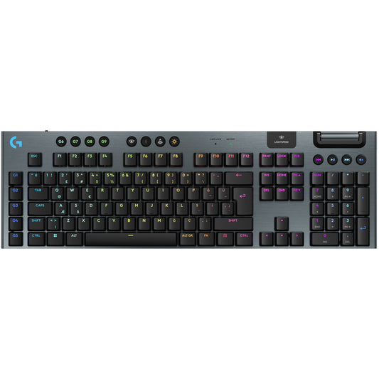 Logitech G G915 X Lightspeed. Žični i bežični. USB + RF bežični + Bluetooth. Mehanička tastatura. QWERTY. LED. Crna.