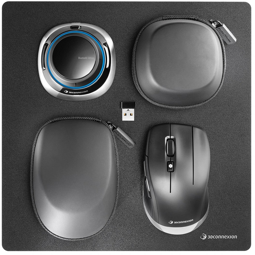 3Dconnexion SpaceMouse bežični komplet, drugi desno. Vizualno. RF bežični + Bluetooth + USB tip-A. Crni