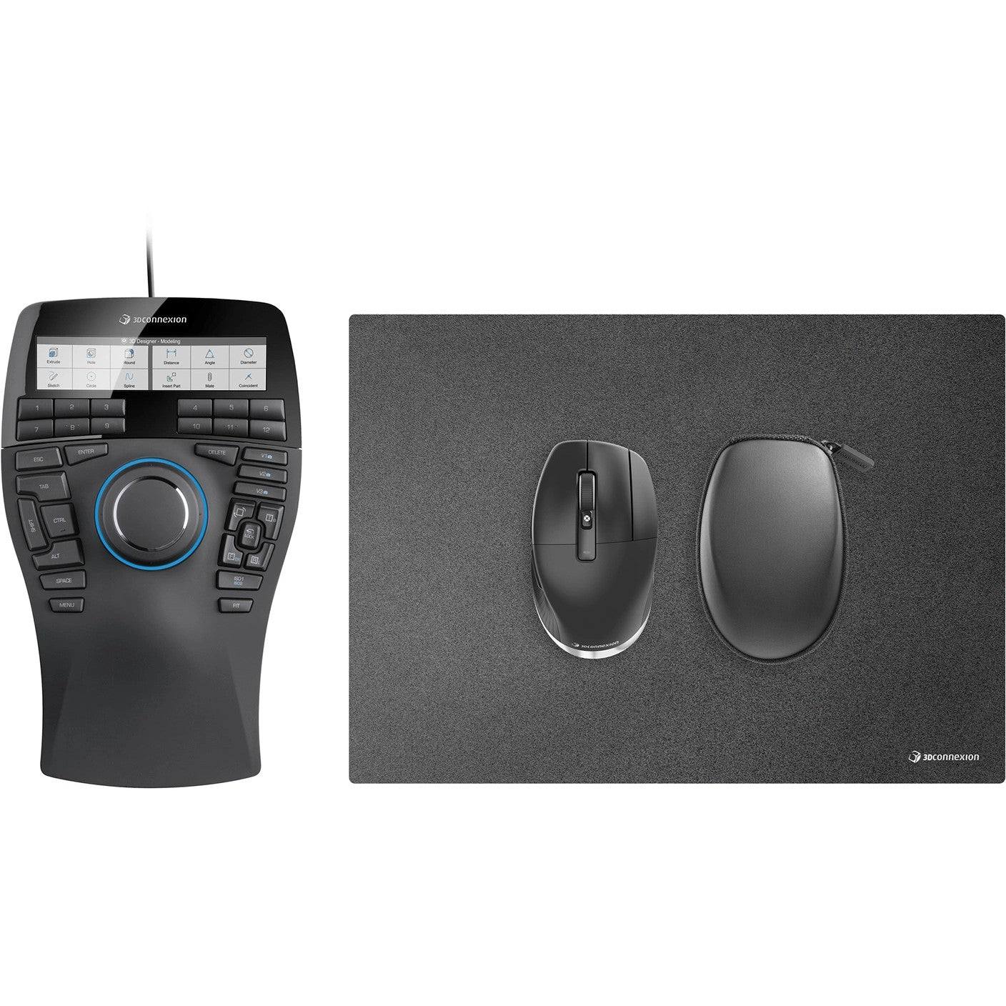3Dconnexion SpaceMouse Enterprise Kit 2. Za levake i lijesne ruke. 6 stupnjeva slobode. Bežični RF + USB tip A. Crni.
