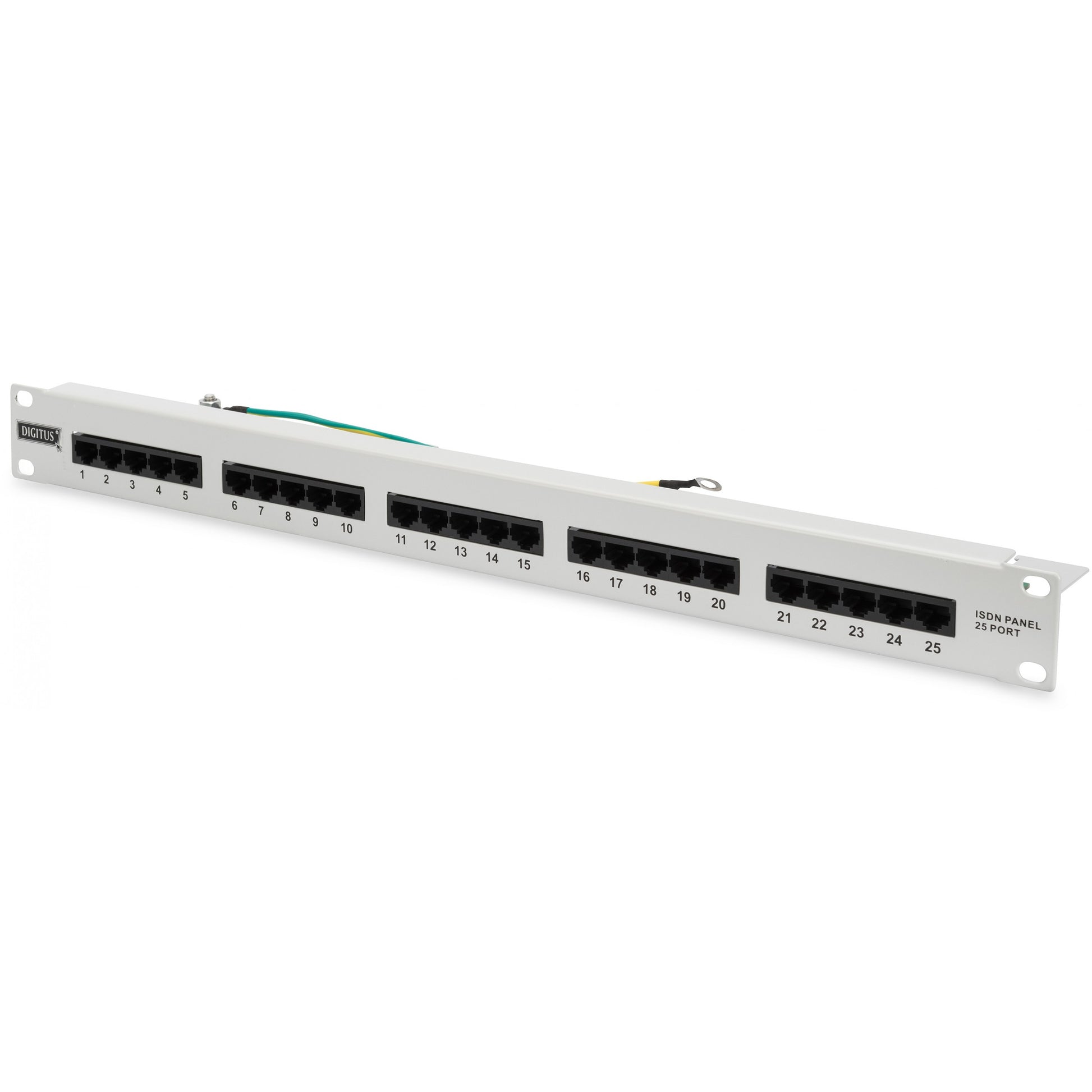 Digitus CAT 3 ISDN patch panel. Neoklopljen. RJ-45. Cat3. Siva. Montaža u rack. 1U. 55 mm