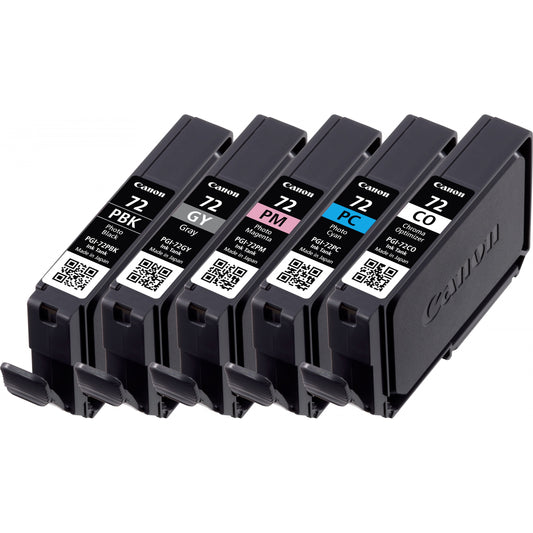 Canon PGI-72 PBK/GY/PM/PC/CO Višestruko pakovanje sa 5 mastila. Standardni prinos. Siva. Foto crna. Foto cijan. Foto magenta. 5 jedinica. 430 stranica. 510 stranica. Višestruko pakovanje